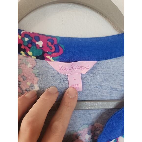 Lilly Pulitzer Beckett Floral Dress Royce Blue Preppy Size Large - Picture 4 of 6